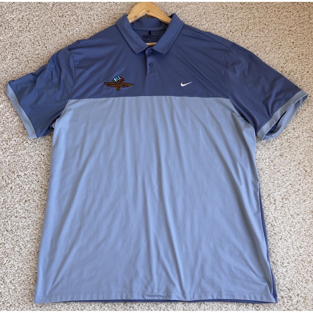 Nike Golf Polo Shirt Mens XXL Blue Excellent Indianapolis Motor Speedway Dri-FIT